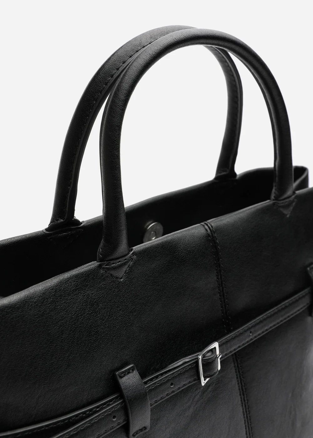 Where's That From Flores Black Luxury Structured Leather Tote Bag - One Size Image 4
