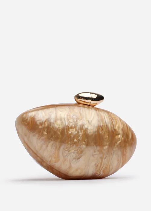 Where's That From Gold Benna Marble Acrylic Clutch - One Size Image 3