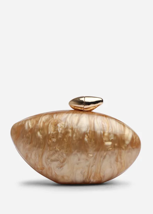 Where's That From Gold Benna Marble Acrylic Clutch - One Size Image 2