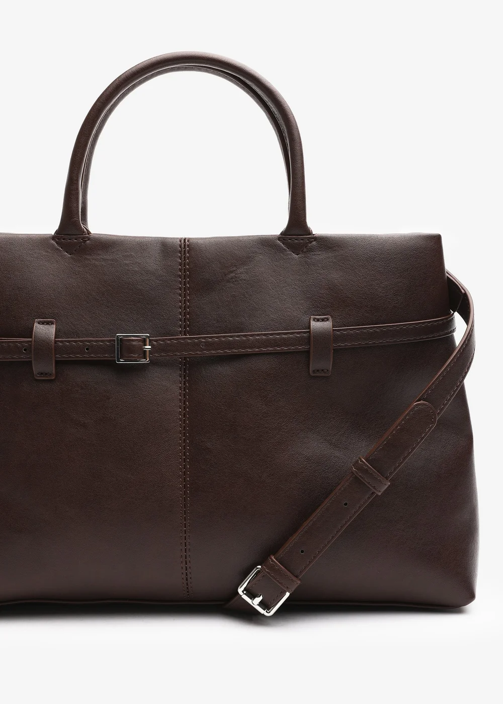 Where's That From Flores Brown Luxury Structured Leather Tote Bag - One Size Image 4