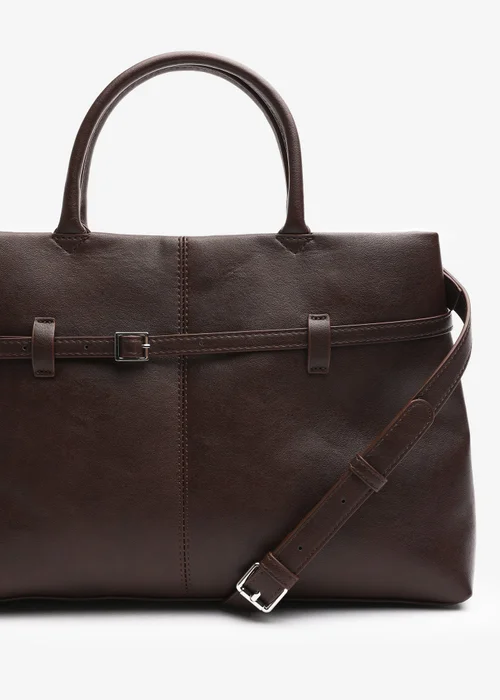 Where's That From Flores Brown Luxury Structured Leather Tote Bag - One Size Image 4