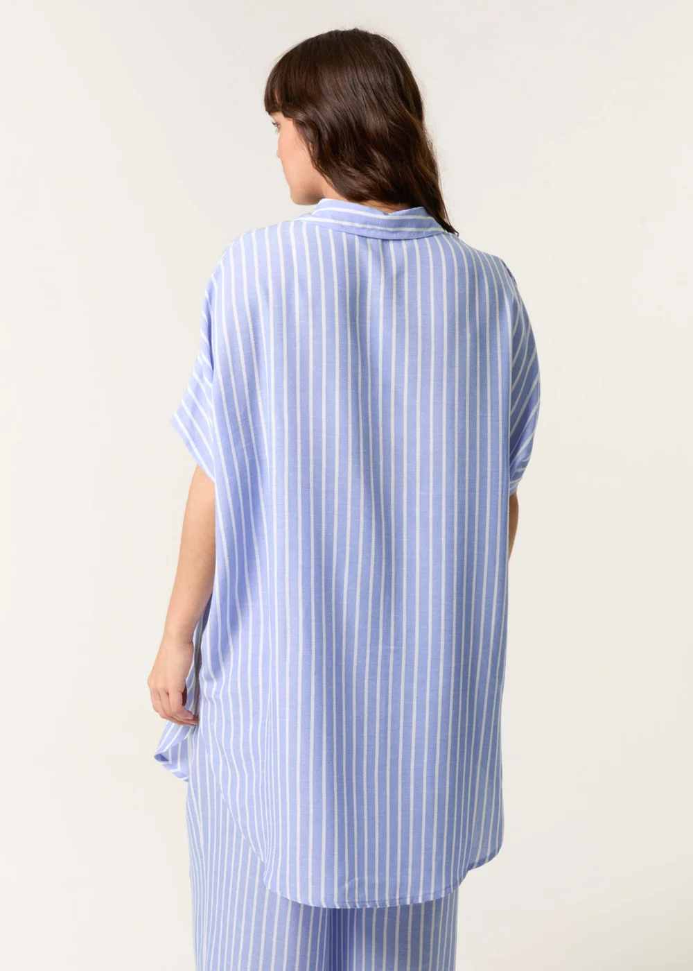 Blue Vanilla Blue Oversized Pinstripe Shirt - One Size Image 4
