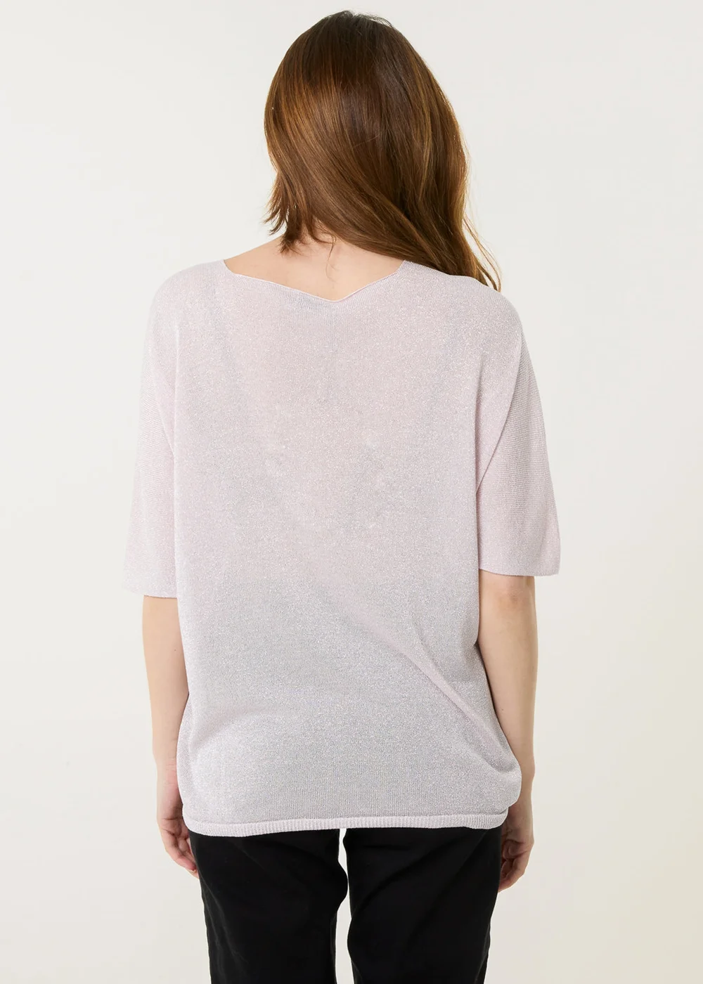 Blue Vanilla Pink Metallic Fine Gauge Lightweight Knit Top - One Size Image 4