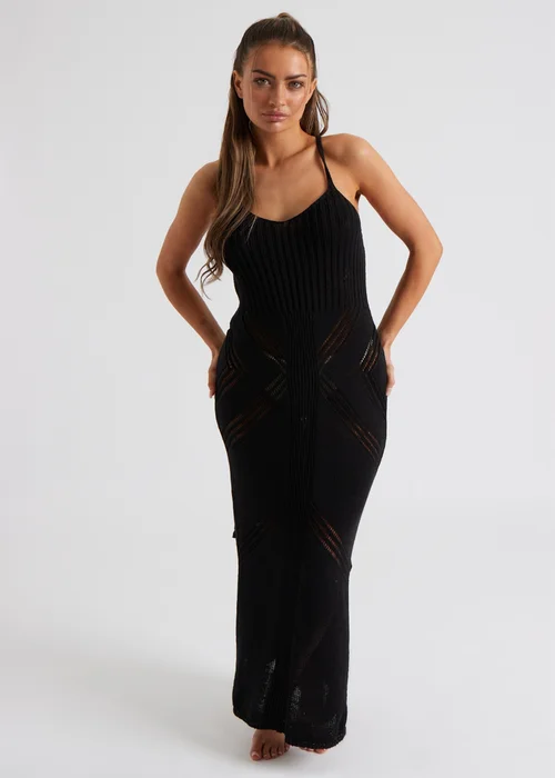 Urban Bliss Black Pointelle Knit Midaxi Dress - S Image 1