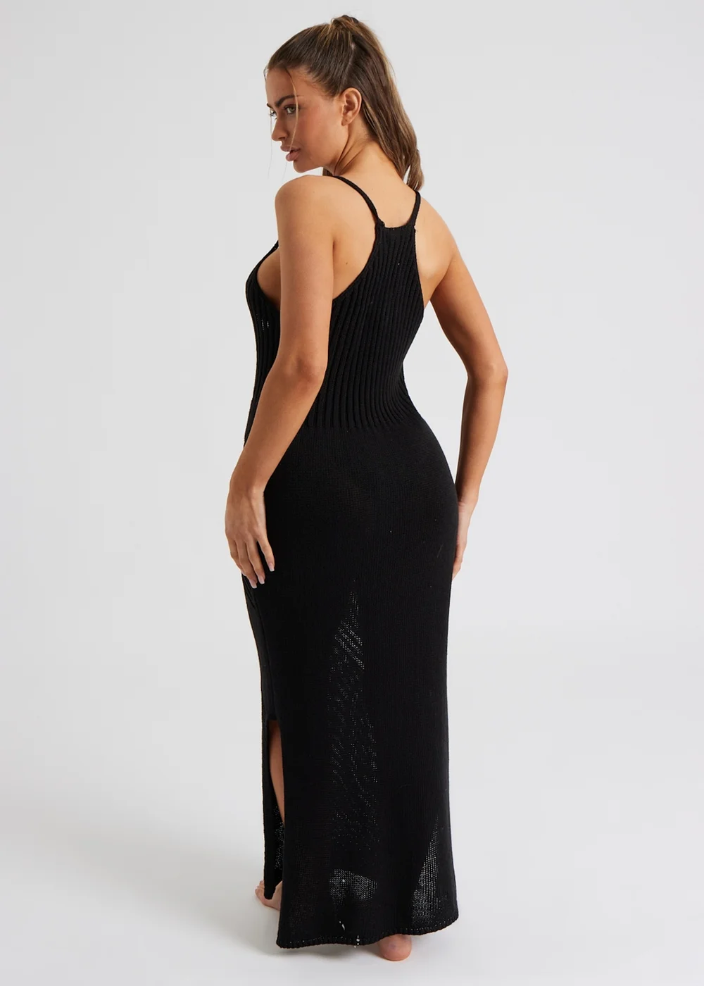 Urban Bliss Black Pointelle Knit Midaxi Dress - S Image 4