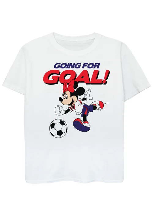 Disney Minnie Mouse Football Kids White Graphic T-Shirt (3-13 Years) - Age 3-4 Years Image 1