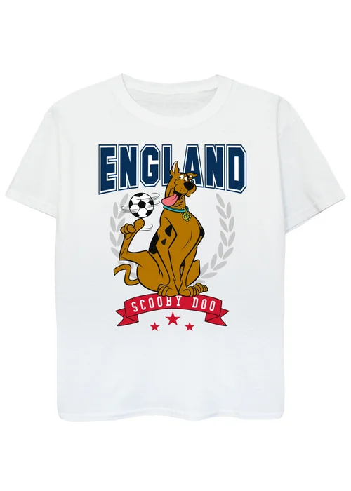 Scooby Doo England Football Kids White Graphic T-Shirt (3-13 Years) - Age 3-4 Years Image 1