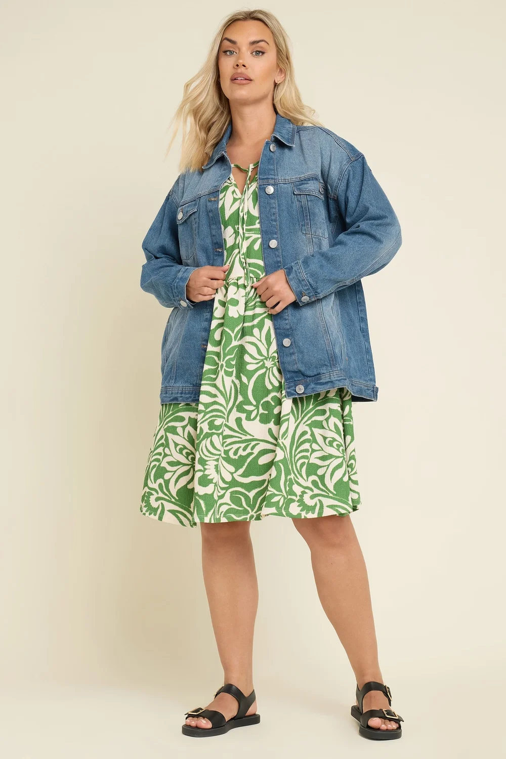 Yours Curve Blue Washed Oversized Denim Jacket - 18 Image 3