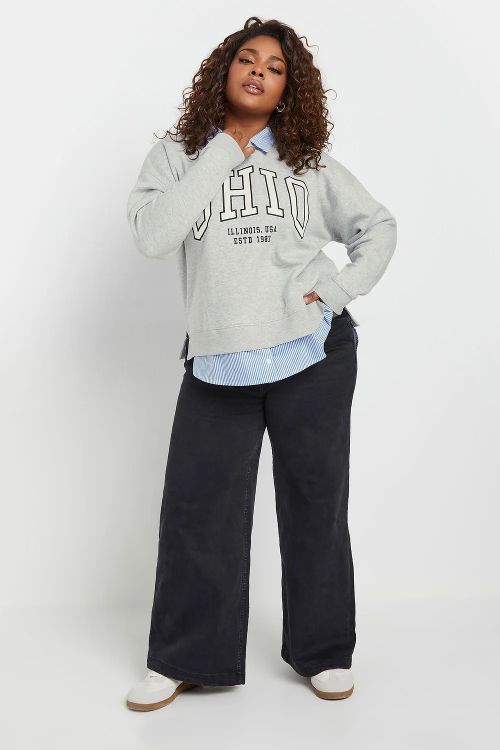 Yours Curve Grey Ohio 2-In-1 Sweatshirt - 14 Image 2