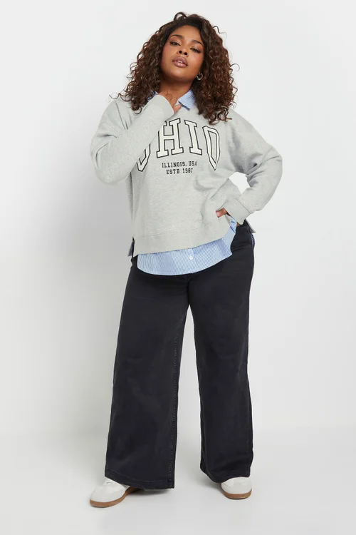 Yours Curve Grey Ohio 2-In-1 Sweatshirt - 14 Image 2