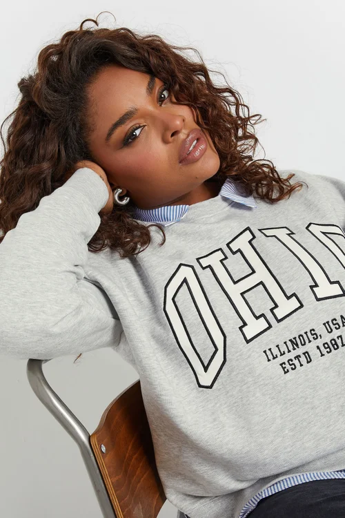 Yours Curve Grey Ohio 2-In-1 Sweatshirt - 14 Image 4