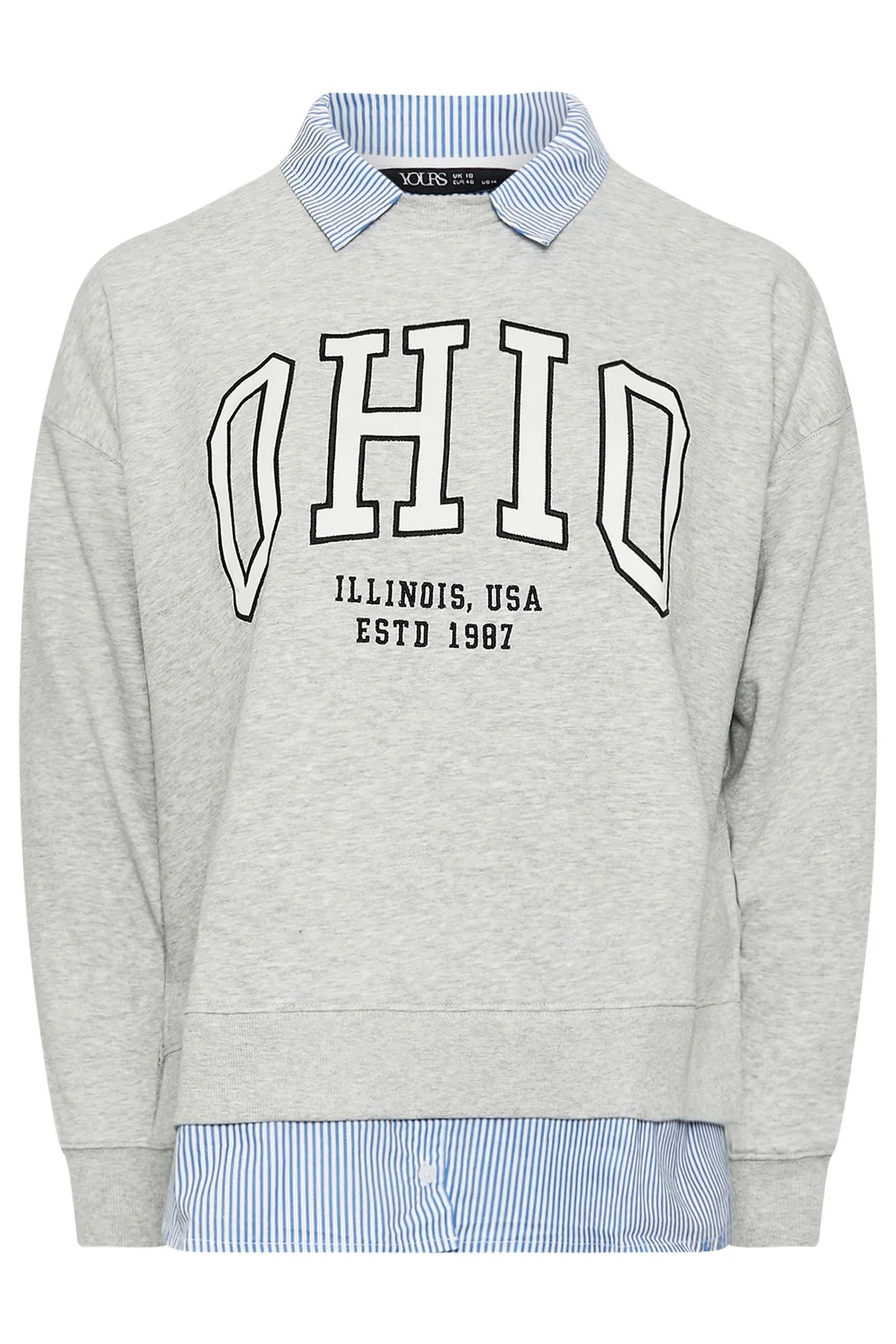 Yours Curve Grey Ohio 2-In-1 Sweatshirt - 14 Image 5