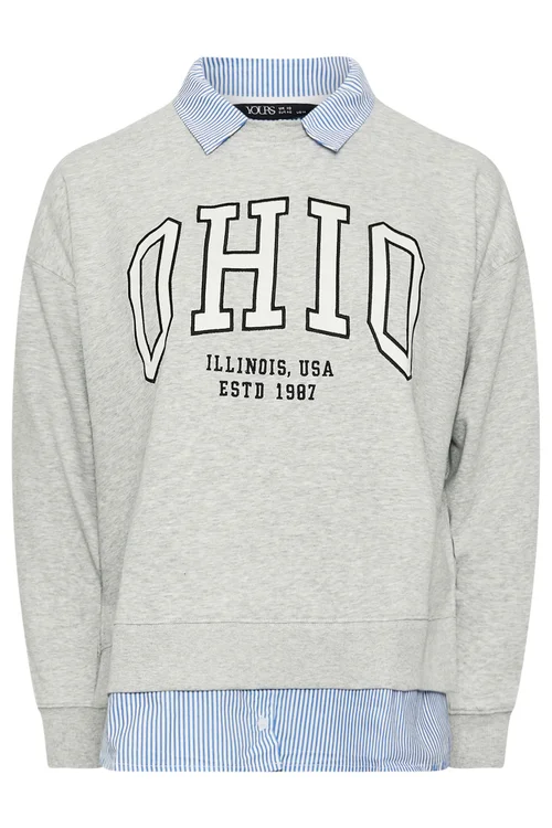 Yours Curve Grey Ohio 2-In-1 Sweatshirt - 14 Image 5