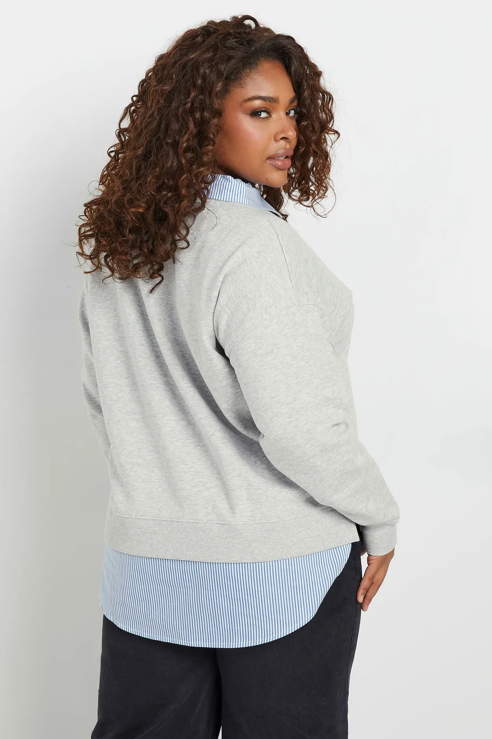 Yours Curve Grey Ohio 2-In-1 Sweatshirt - 14 Image 3