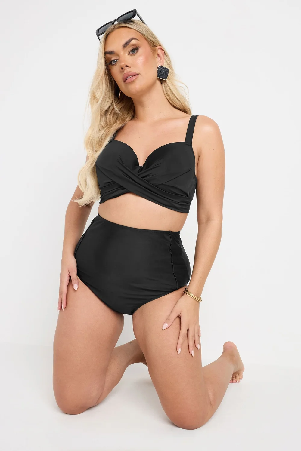 Yours Curve Black Premium Underwired Bikini Top - 40E Image 3