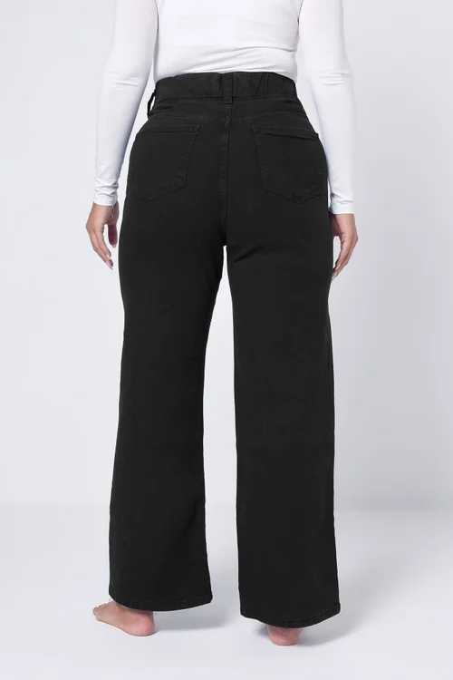 Yours Curve Black Wide Leg Jeggings - 26/L30 Image 3