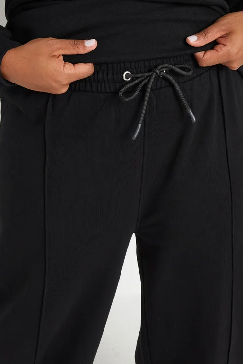 YOURS Curve Black Sweatshirt & Wide Leg Jogger Set - 30-32 Image 5