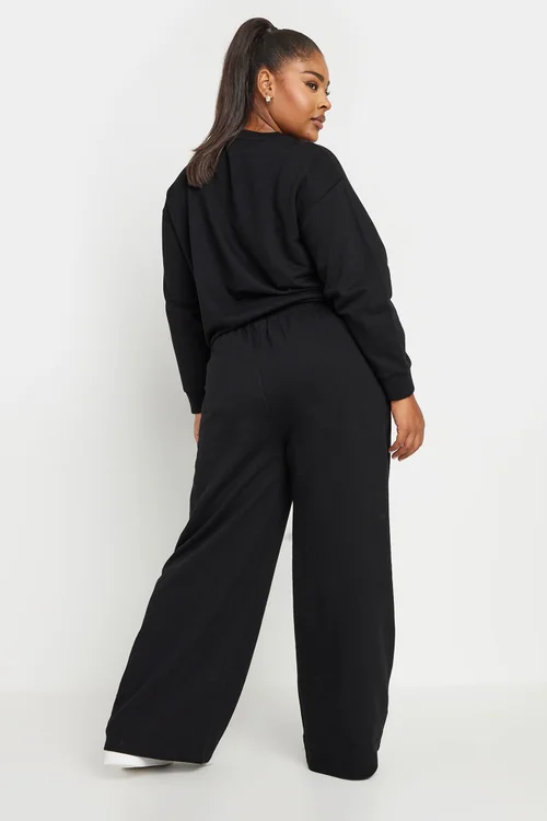 YOURS Curve Black Sweatshirt & Wide Leg Jogger Set - 30-32 Image 3