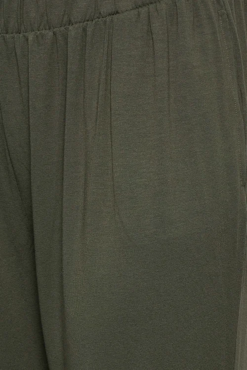 Yours Curve Khaki Green Jersey Cropped Harem Trousers - 26-28 Image 5