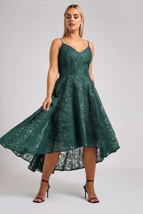 Yours London Curve Emerald Green Lace Midi Prom Dress - 16 | Matalan Yours London Curve Emerald Green Lace Midi Prom Dress - 16 | Matalan