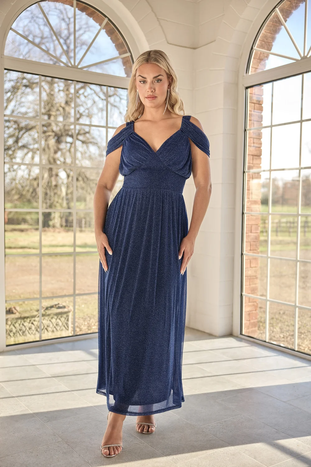 Yours London Curve Navy Blue Metallic Midaxi Dress - 18 Yours London Curve Navy Blue Metallic Midaxi Dress - 18