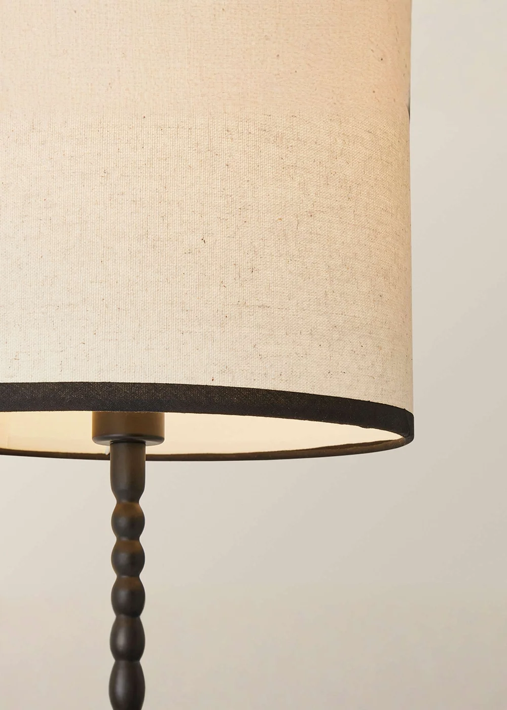 ValueLights Maeve Black Bobbin Table Lamp Linen Black Trim Shade - One Size Image 5