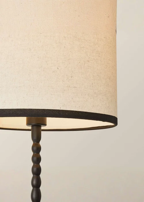 ValueLights Maeve Black Bobbin Table Lamp Linen Black Trim Shade - One Size Image 5