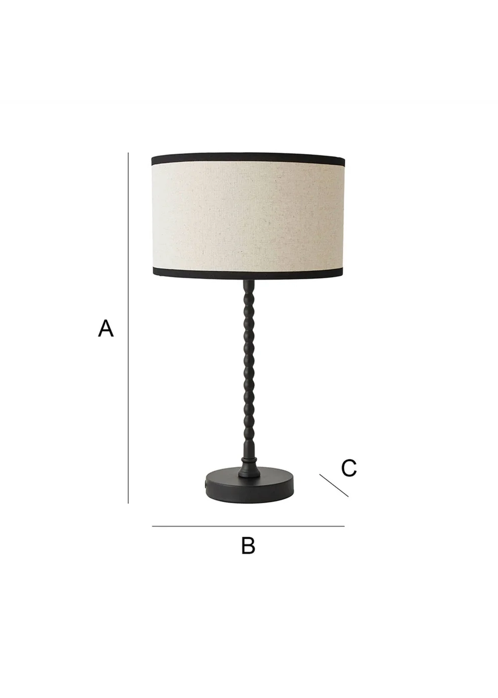 ValueLights Maeve Black Bobbin Table Lamp Linen Black Trim Shade - One Size Image 6