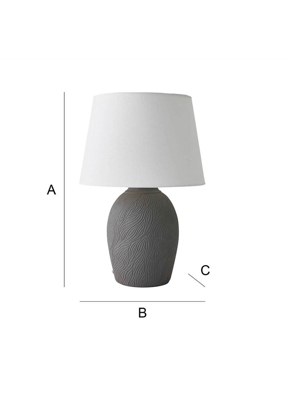 ValueLights Clint Large Grey Ceramic Table Lamp Linen Shade - One Size Image 6