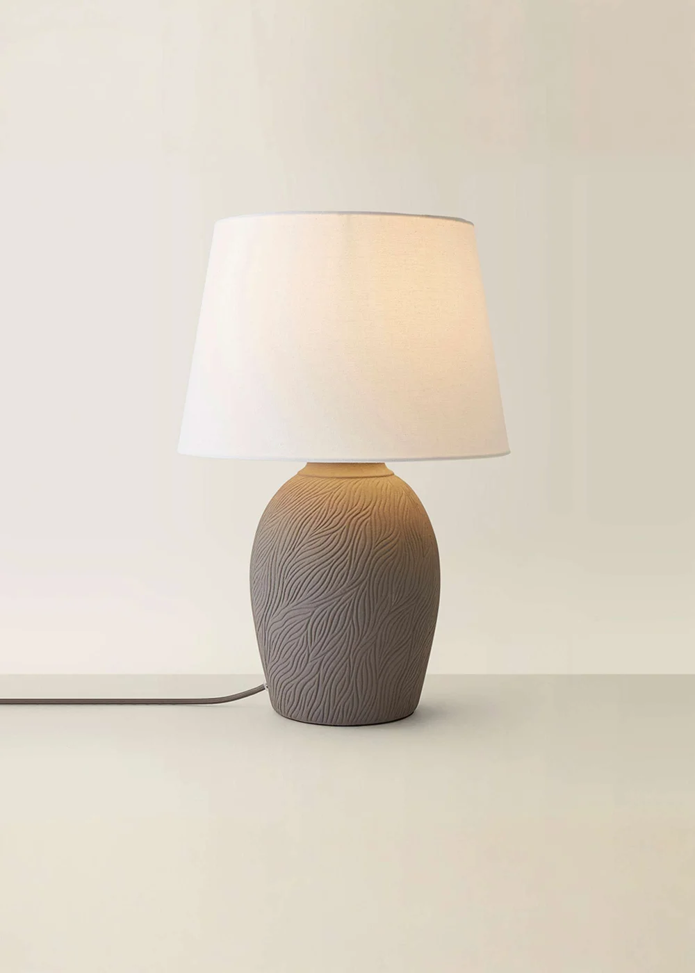 ValueLights Clint Large Grey Ceramic Table Lamp Linen Shade - One Size Image 3