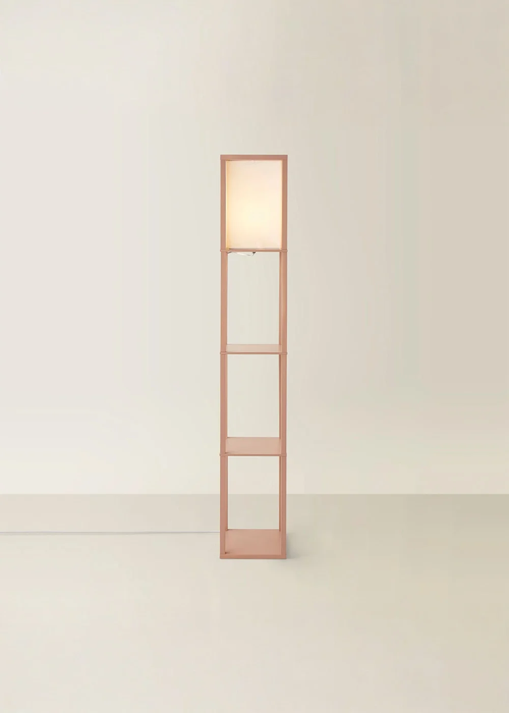 ValueLights Struttura Pink Wood Shelving Floor Lamp - One Size Image 3