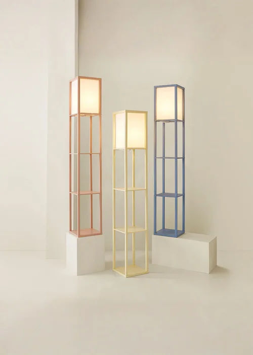 ValueLights Struttura Blue Wood Shelving Floor Lamp - One Size Image 5