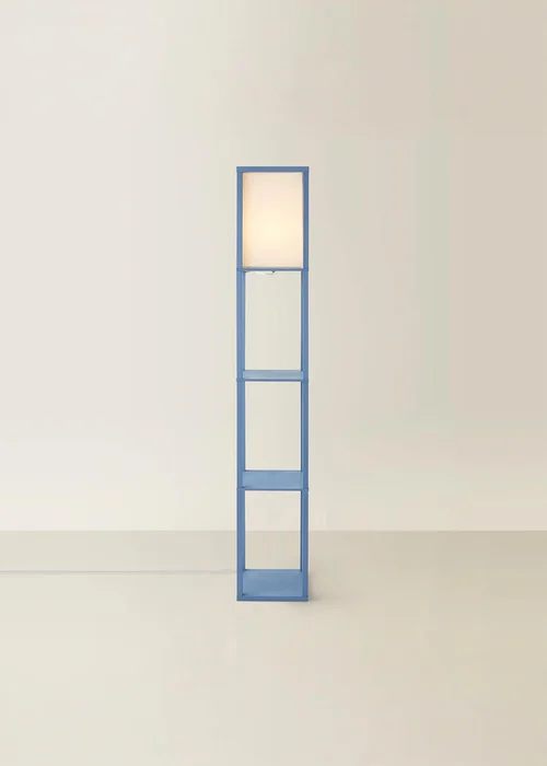 ValueLights Struttura Blue Wood Shelving Floor Lamp - One Size Image 3