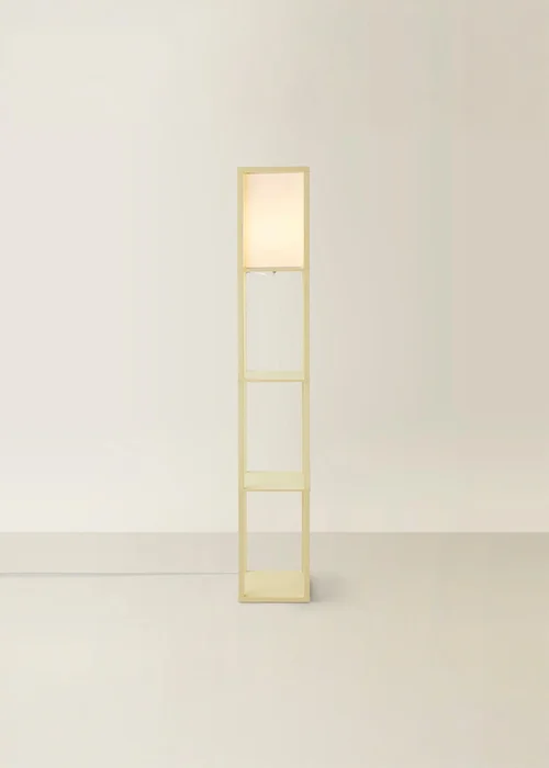 ValueLights Struttura Yellow Wood Shelving Floor Lamp - One Size Image 3