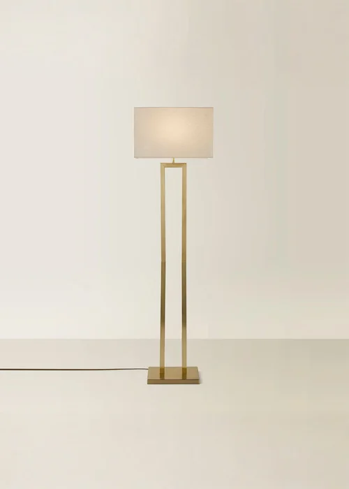 ValueLights Gloria Gold Double Stem Metal Floor Lamp with Rectangular Lampshade - One Size Image 3