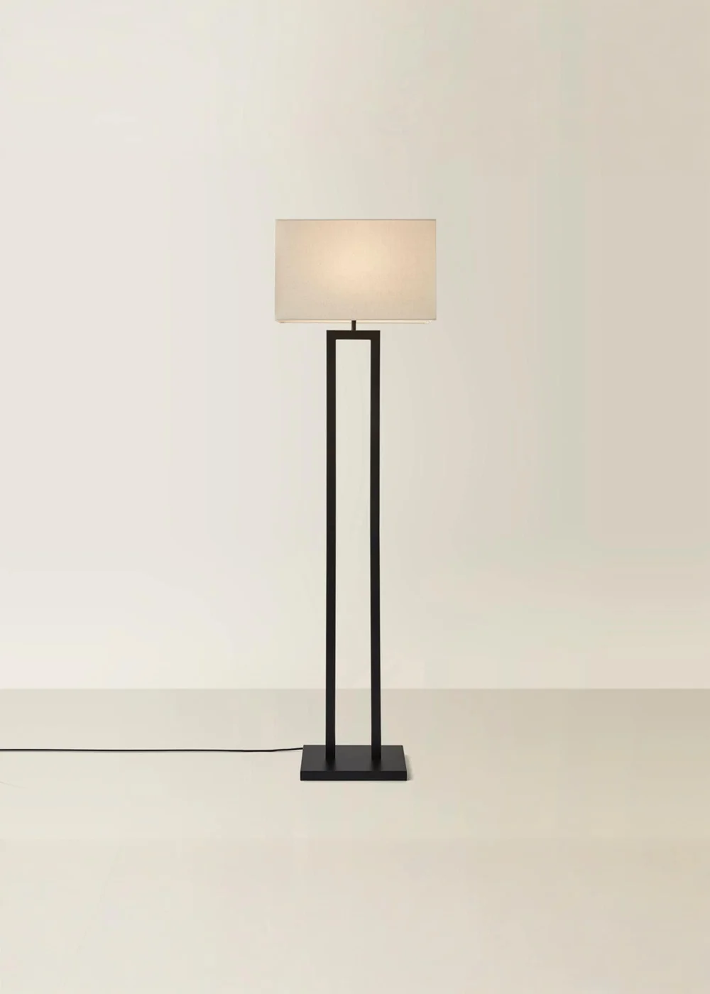 ValueLights Gloria Black Double Stem Metal Floor Lamp with Rectangular Lampshade - One Size Image 3