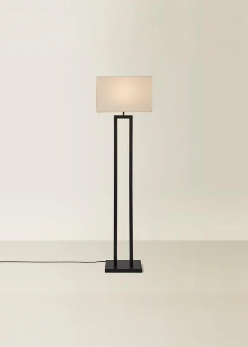 ValueLights Gloria Black Double Stem Metal Floor Lamp with Rectangular Lampshade - One Size Image 3