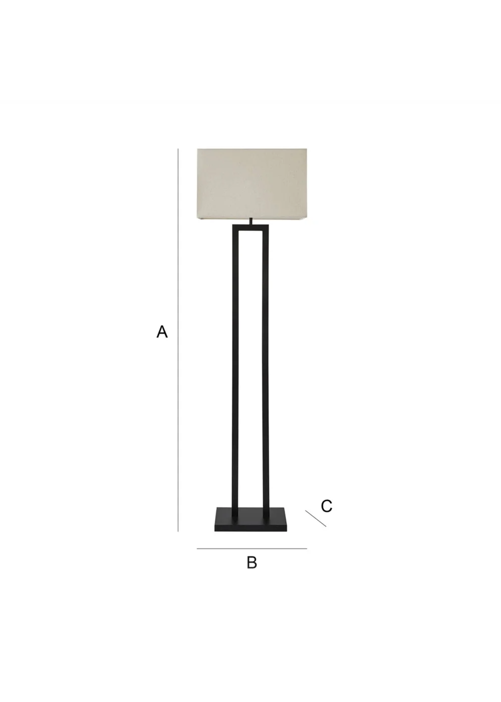 ValueLights Gloria Black Double Stem Metal Floor Lamp with Rectangular Lampshade - One Size Image 6