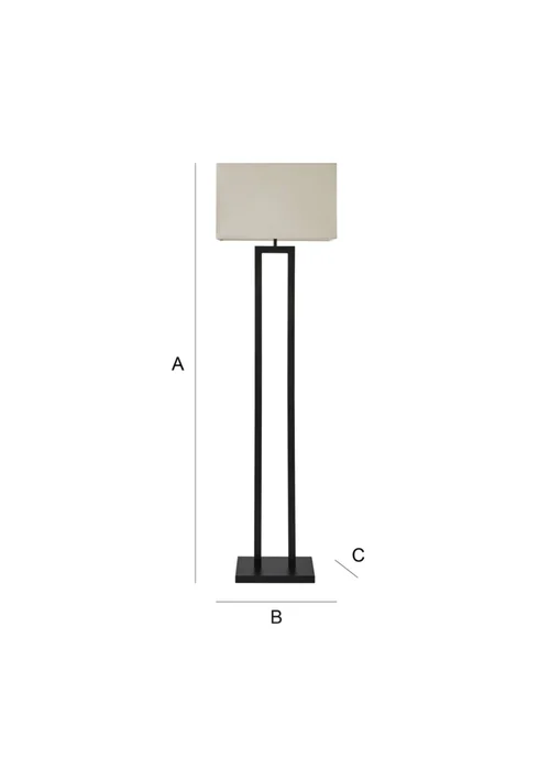 ValueLights Gloria Black Double Stem Metal Floor Lamp with Rectangular Lampshade - One Size Image 6