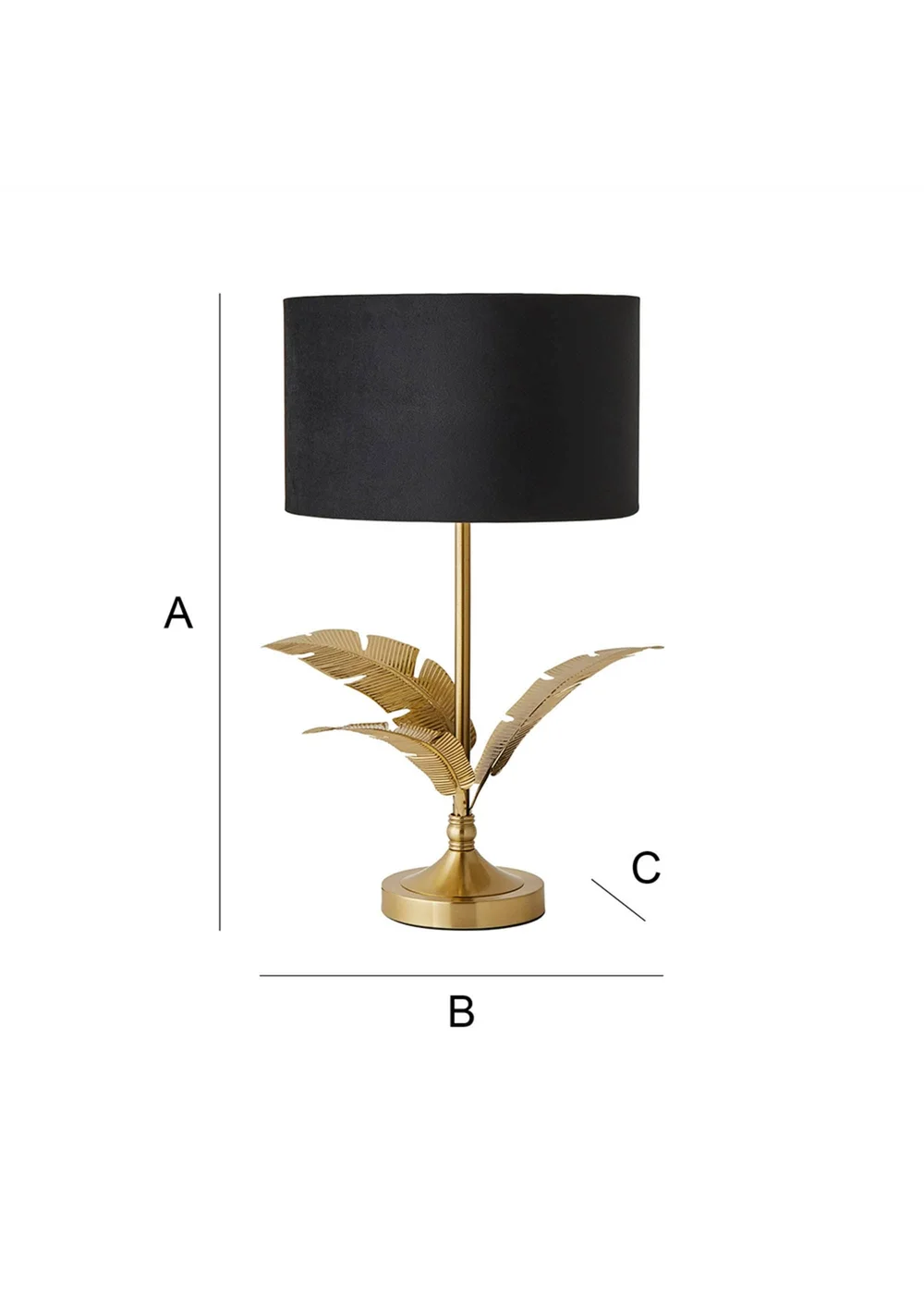 ValueLights Christina Gold Palm Leaf Table Lamp Black Velvet Lampshade - One Size Image 6