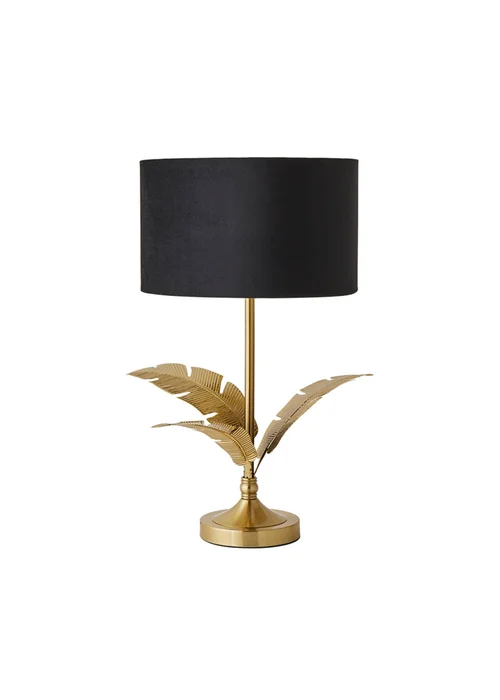 ValueLights Christina Gold Palm Leaf Table Lamp Black Velvet Lampshade - One Size Image 4