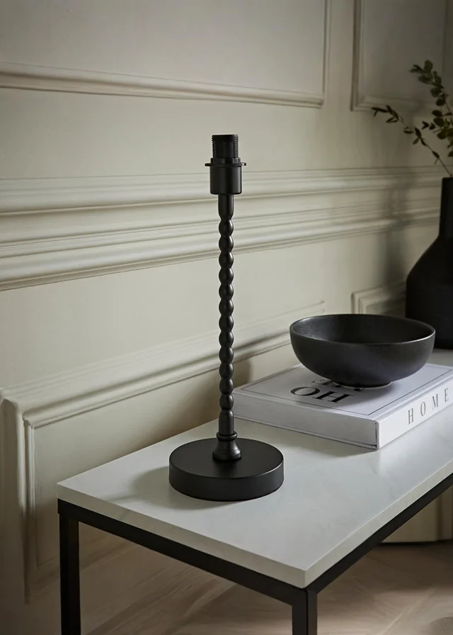 ValueLights Maeve Matte Black Bobbin Table Lamp Base