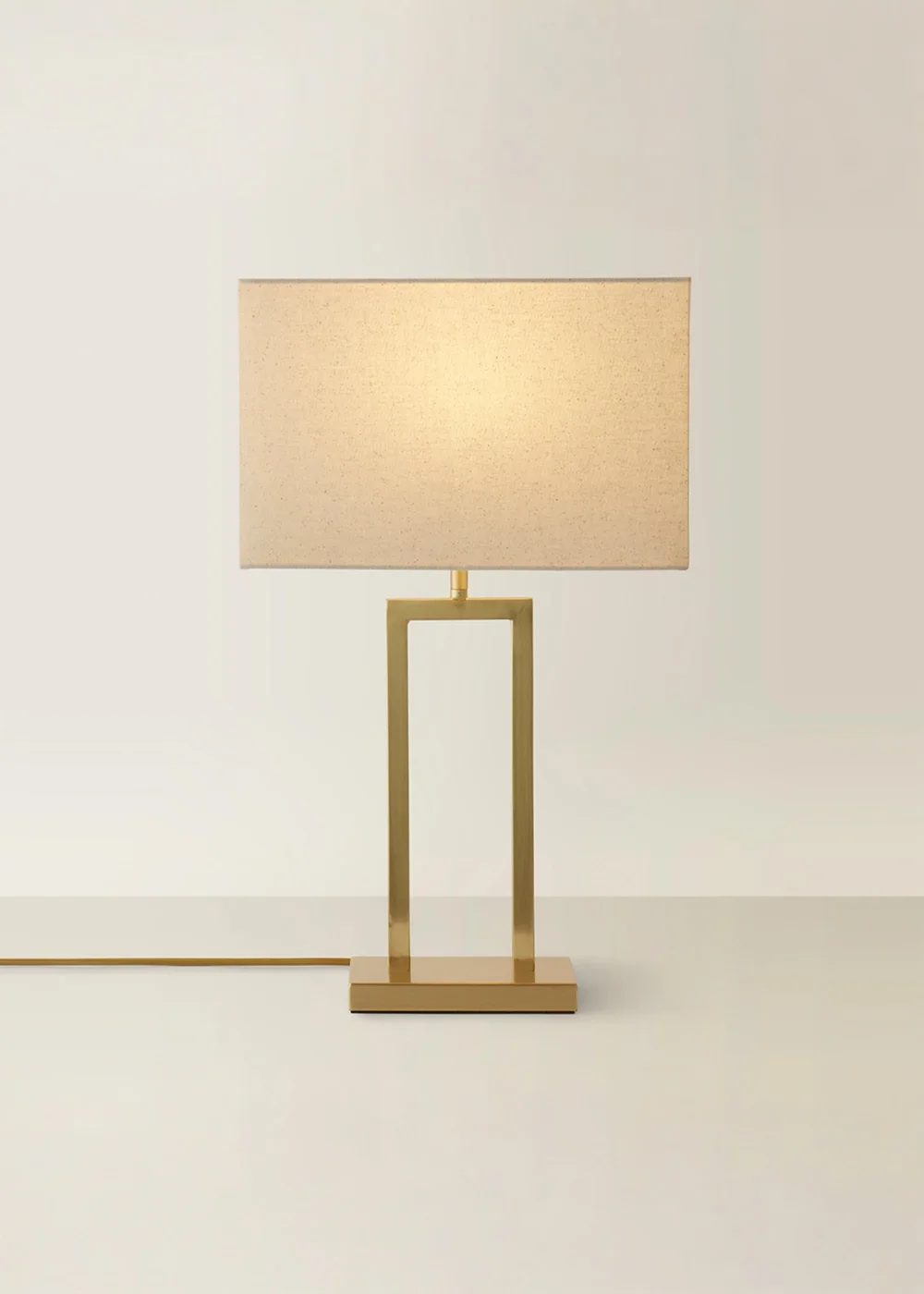 ValueLights Gloria Gold Double Stem Table Lamp with Rectangular Lampshade - One Size Image 3