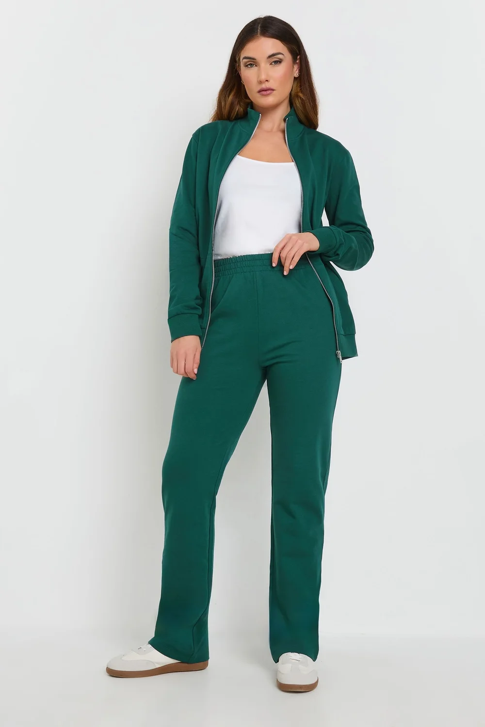 Long Tall Sally Green Jersey Fitted Straight Leg Joggers - Size 18, Leg 34 Image 1