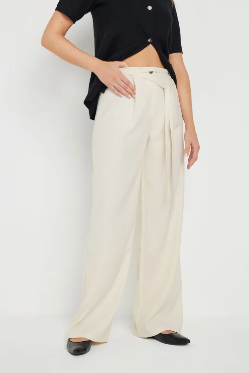 Long Tall Sally Ivory White Double Belt Tie Trousers - Size 14, Leg 36 Image 3