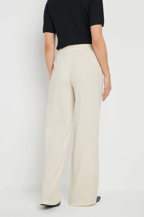 Long Tall Sally Ivory White Double Belt Tie Trousers - Size 14, Leg 36 Image 4