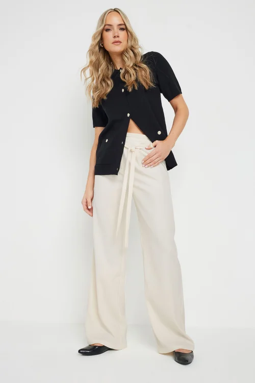 Long Tall Sally Ivory White Double Belt Tie Trousers - Size 14, Leg 36 Image 2
