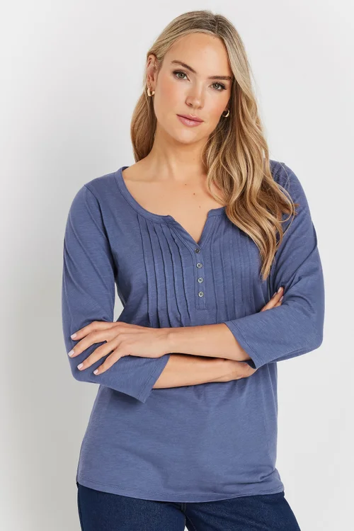 Long Tall Sally 2 Pack Light Pink & Blue Henley Tops - Size 14 Image 2