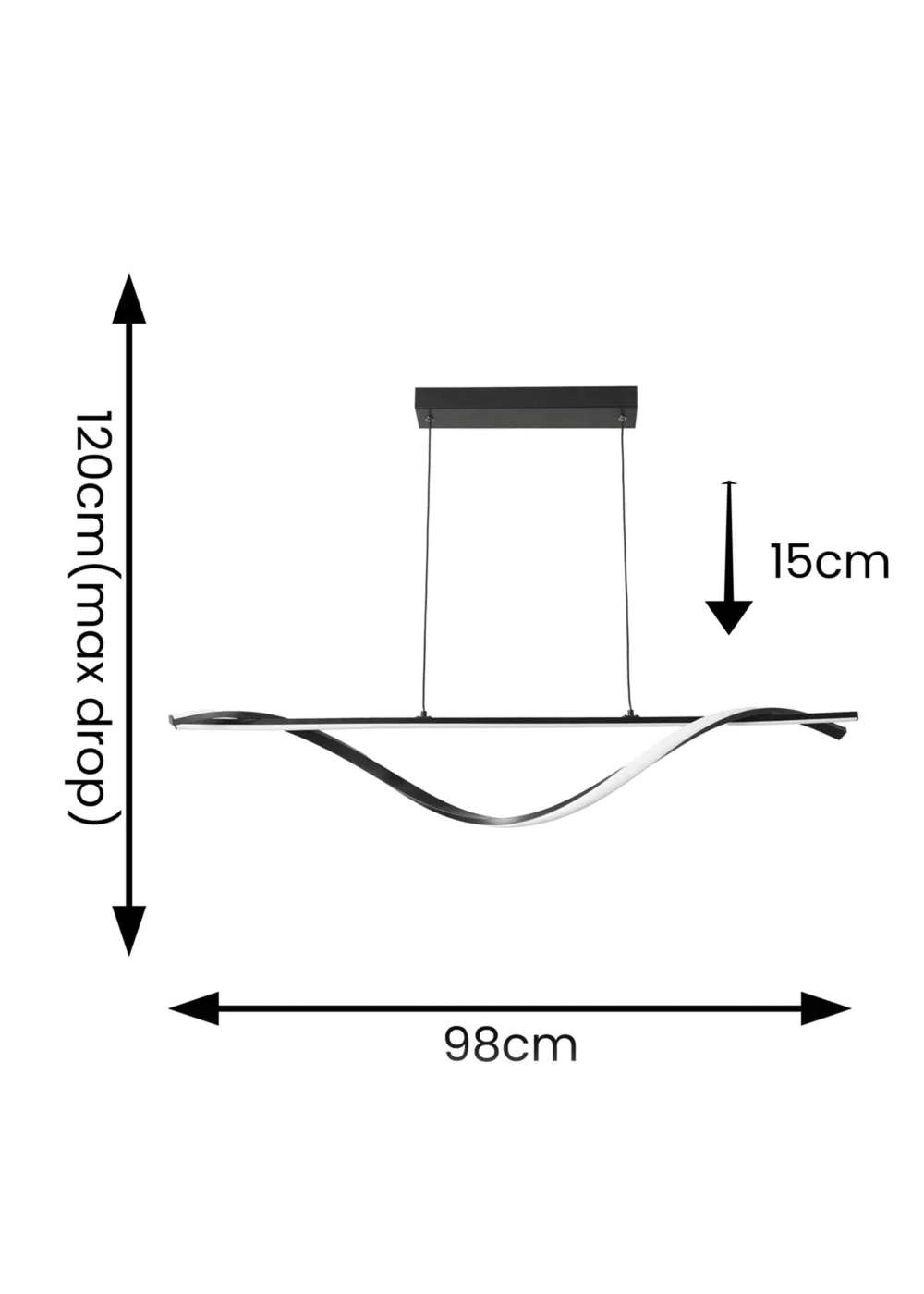 ValueLights Infinity Matte Black Twist Drop Bar Integrated LED Ceiling Light - One Size Image 6