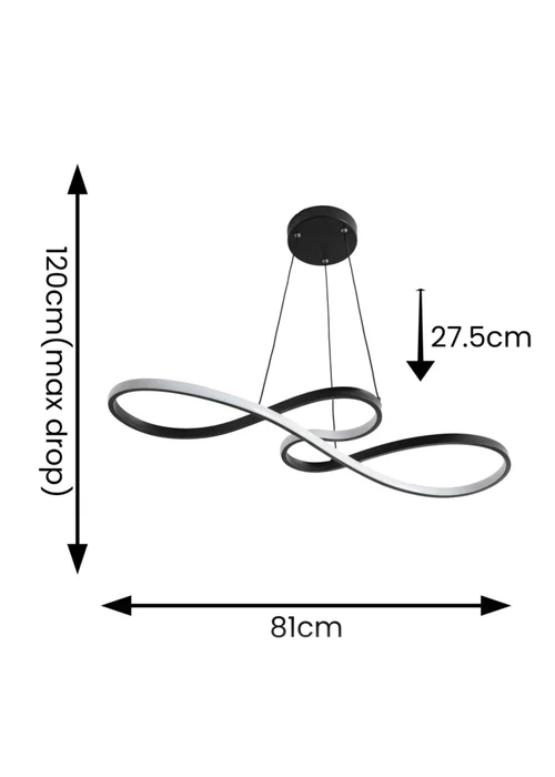 ValueLights Infinity Matte Black Loop Drop Bar Integrated LED Ceiling Light - One Size Image 6